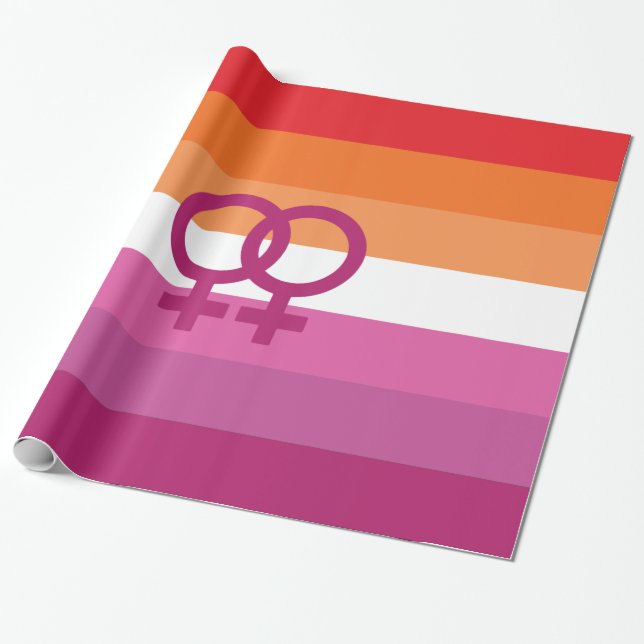 Papier Cadeau Drapeau de fierté lesbienne WLW (Déroulé)