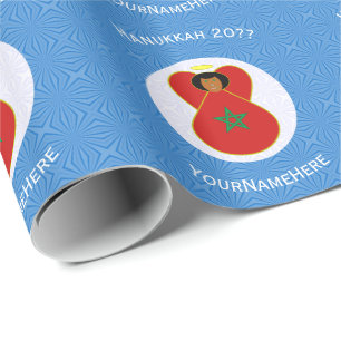Papier Cadeau Drapeau de Hanukkah personnalisé d'Ange marocain