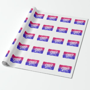 Papier Cadeau Drapeau de la fierté du symbole bisexuel peint