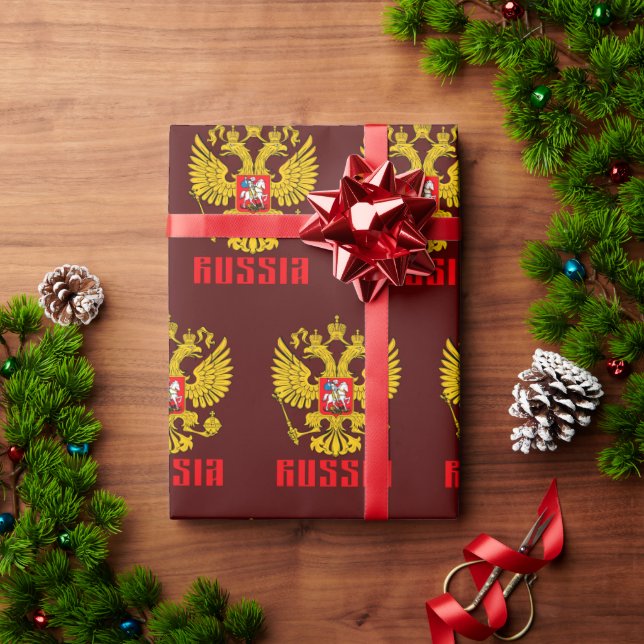Papier Cadeau Drapeau de la Russie Aigle impériale Russie Orthod (Cadeau de vacances)