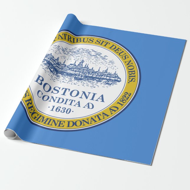 Papier Cadeau Drapeau de la ville de Boston (Massachusetts) (Déroulé)