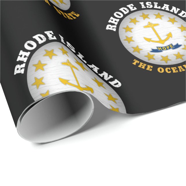 Papier Cadeau Drapeau de l'État de Rhode Island, l'État de l'Océ (Coin rond)