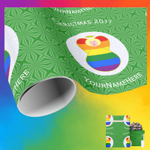 Papier Cadeau Drapeau de Noël ange blond Fierté Gay personnalisé