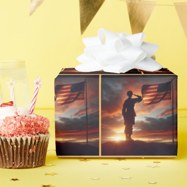 Papier Cadeau Drapeau de salut du soldat américain (Fête d'anniversaire)