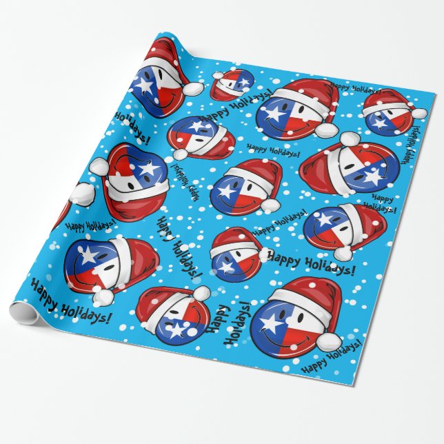 Papier Cadeau Drapeau de sourire du Texas de style de Noël (Déroulé)