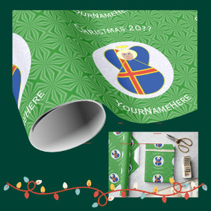 Papier Cadeau Drapeau des îles Åland Ange de Noël Personnalisé