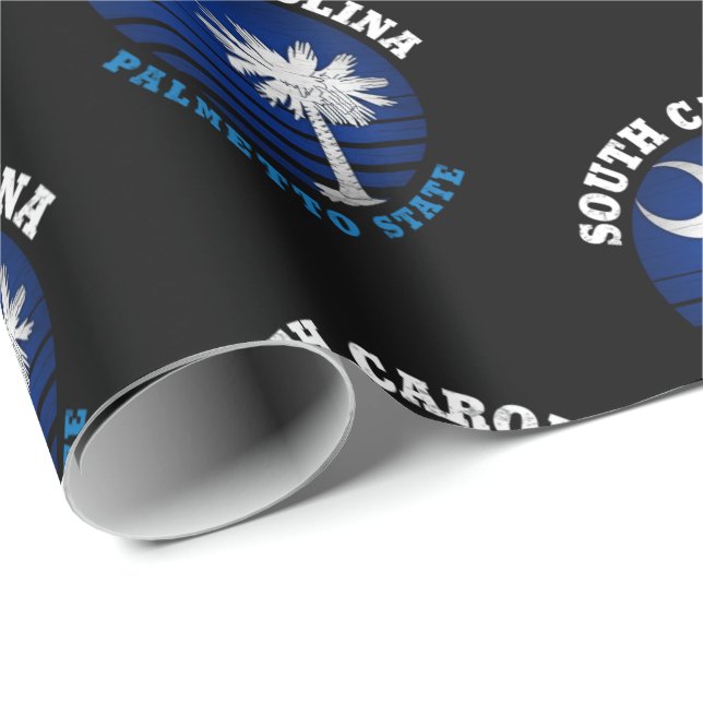 PAPIER CADEAU DRAPEAU D'ÉTAT DE PALMETTO DE CAROLINE SUD (Coin rond)