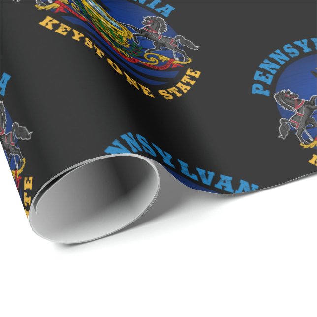 PAPIER CADEAU DRAPEAU D'ÉTAT DE PENNSYLVANIA KEYSTONE (Coin rond)