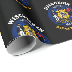 PAPIER CADEAU DRAPEAU D'ÉTAT WISCONSIN BADGER