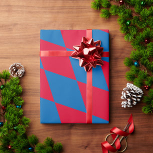 Papier Cadeau Drapeau diamant Bavière bleu et rouge Motif