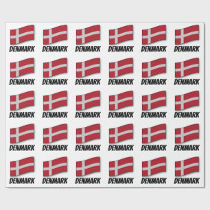 Papier Cadeau Drapeau du Danemark, étiqueté