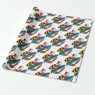 Papier Cadeau Drapeau du Maryland de crabe bleu