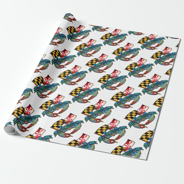 Papier Cadeau Drapeau du Maryland de crabe bleu (Déroulé)