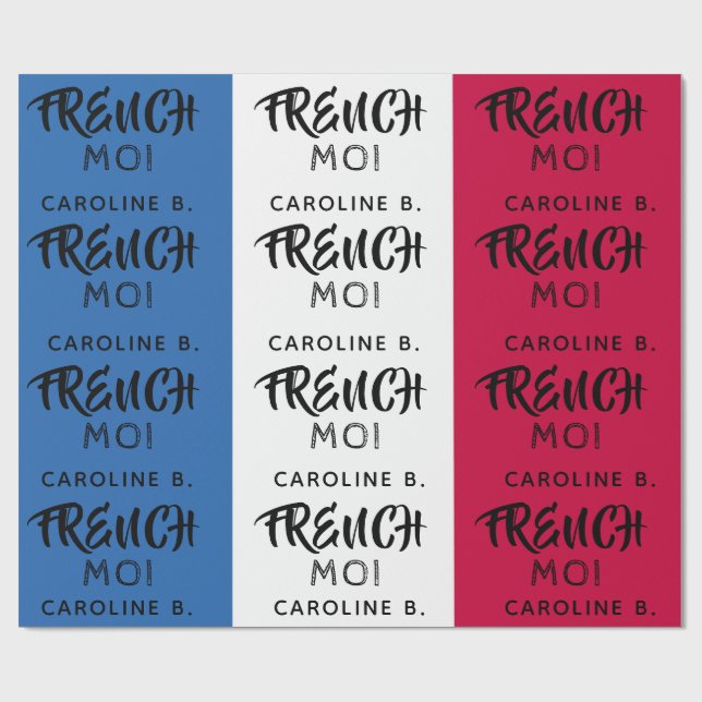 Papier Cadeau Drapeau France & Monogramme (Plat)