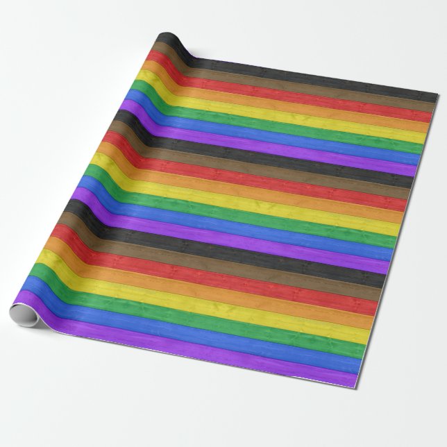 Papier Cadeau Drapeau gay pride inclusif SlipperyJoe ru texturé (Déroulé)