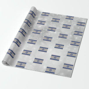 Papier Cadeau Drapeau Israël de Sion bleu argent