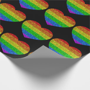 Papier Cadeau Drapeau LGBT coeur arc-en-ciel scintille mariage g