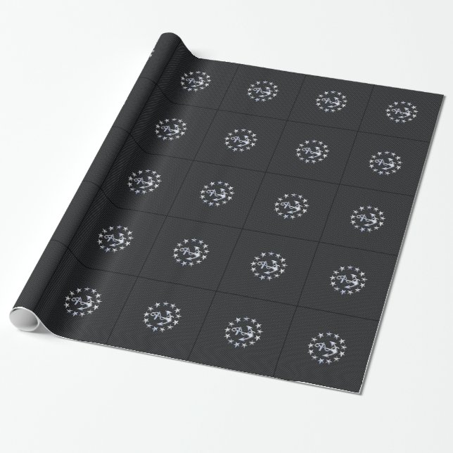 Papier Cadeau Drapeau Naval Yacht Ancre et étoiles (Déroulé)