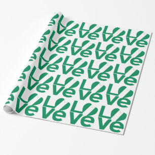 Papier Cadeau Drapeau nigérian en forme de cœur LOVE vert 