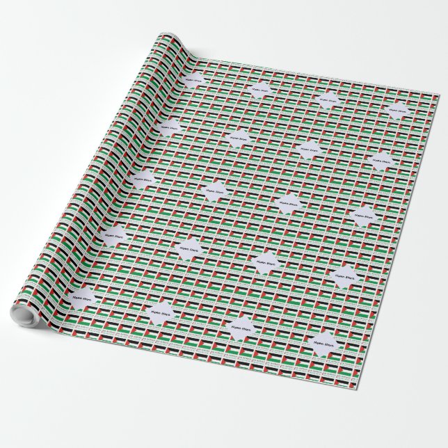 Papier Cadeau Drapeau palestinien avec votre Nam (Déroulé)