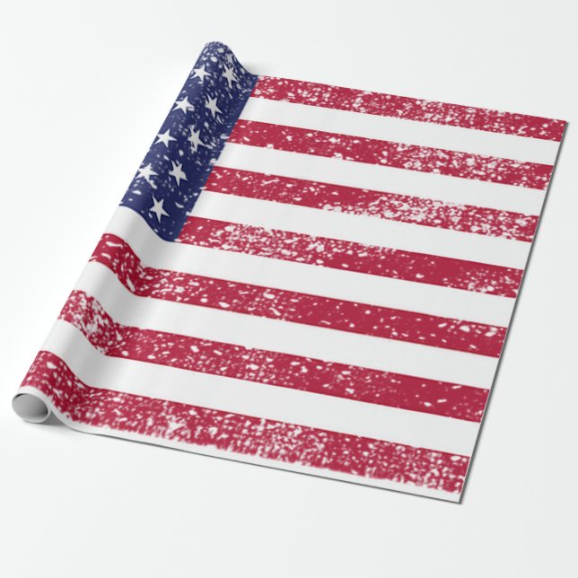 Papier Cadeau Drapeau patriotique 4 juillet américain (Déroulé)