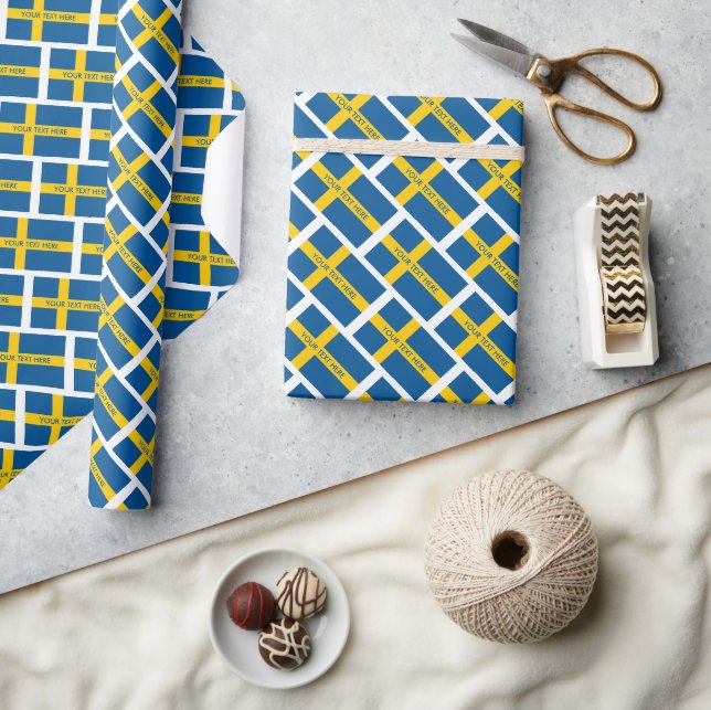 Papier Cadeau Drapeau suédois scandinave Noël (Artisanat)