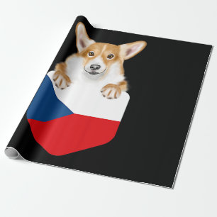 Papier Cadeau Drapeau Tchèque Pembroke Welsh Corgi Chien Dans P