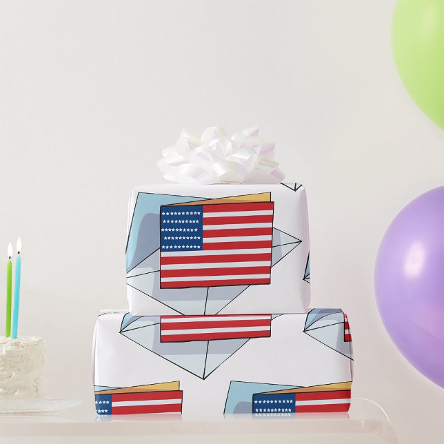 Papier Cadeau Drapeau USA Sur Carte (Créateur téléchargé)