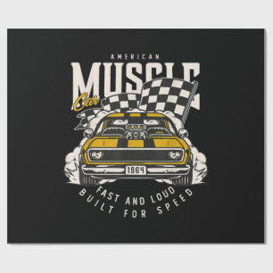 Papier Cadeau Drapeau vintage American Muscle Car Racing