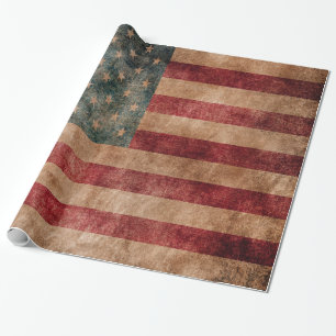 Papier Cadeau Drapeau vintage d'étoiles et de rayures des