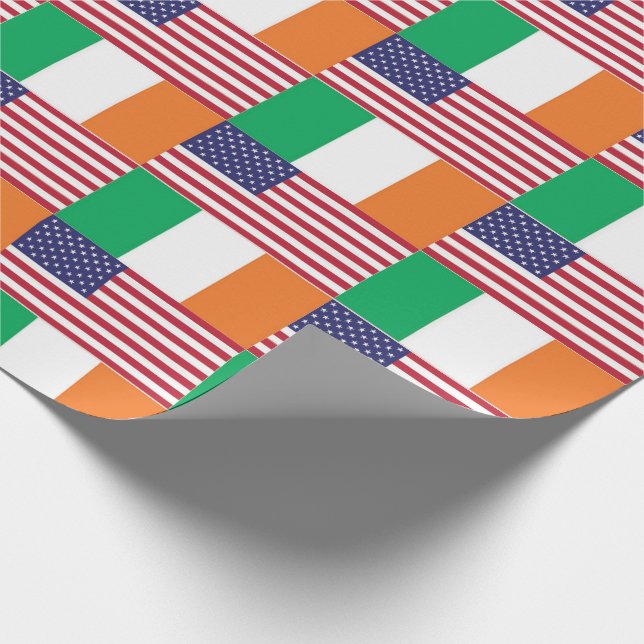PAPIER CADEAU DRAPEAUX AMÉRICAINS IRLANDAIS (Coin)