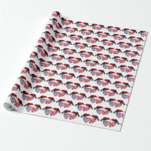 Papier Cadeau Drapeaux cardiaques Noël aux USA et au Royaume-Uni