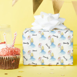 Papier Cadeau Dream Girl tenant Fleur géante "Dream Big"