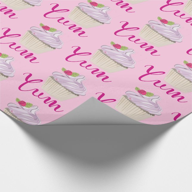 Papier Cadeau Dreamy Cupcake rose avec Yum framboise! (Coin)