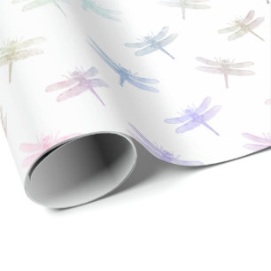 Papier Cadeau Dreamy Mint Aqua Purple Pink Dragonflies