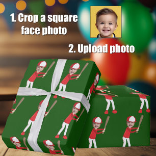Papier Cadeau Drôle Ajouter Photo de Visage d'Enfant Joueur de B