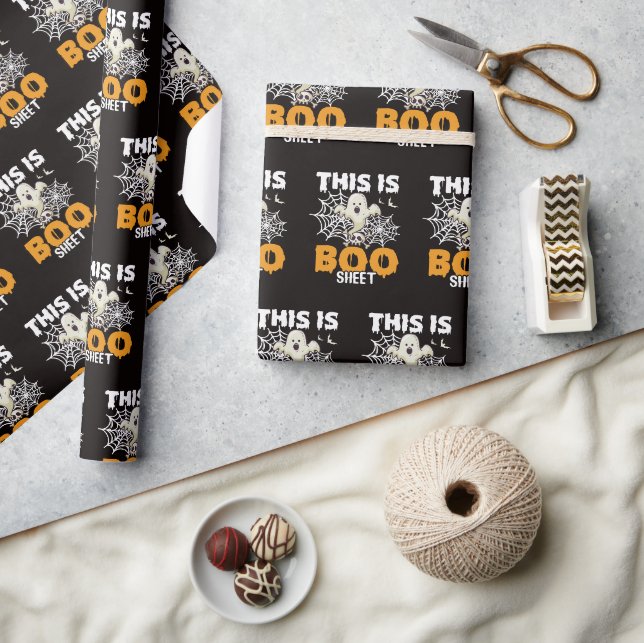 Papier Cadeau Drôle Boo Sheet Ghost Halloween Wrapper Paper (Artisanat)