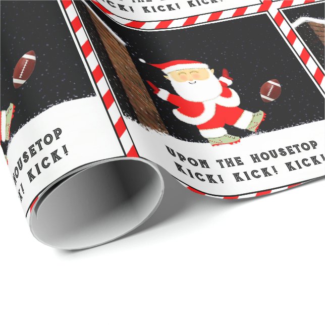 Papier Cadeau Drôle cadeau de football de Noël (Coin rond)