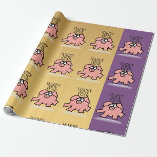 Papier Cadeau Drôle Cartoon Pig Année Papier d'emballage