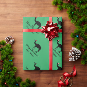 Papier Cadeau Drôle chameau du Père Noël personnalisé vert Noël
