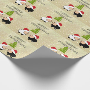 Papier Cadeau Drôle chic Noël Père Noël mouton de dessin animé