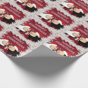 Papier Cadeau Drôle chic Noël Père Noël mouton de dessin animé