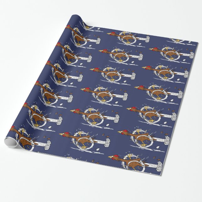 Papier Cadeau Drôle courant brun motif de dessin animé (Déroulé)