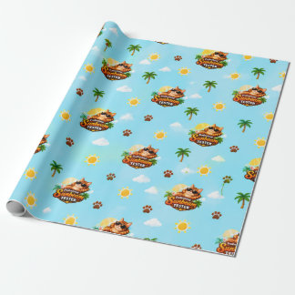 Papier cadeau drôle de chat d'été