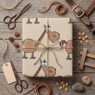 Papier Cadeau Drôle de cheval derpy Cheval brun idiot