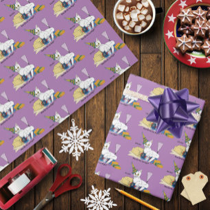 Papier Cadeau Drôle de Lendemain de Nouvel An Chat Blanc