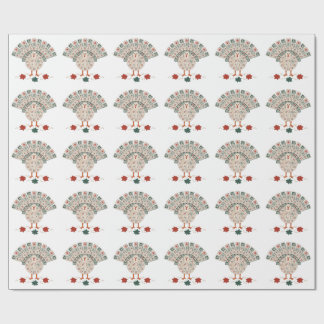 Papier Cadeau Drole de Mahjong Dinde Thanksgiving Automne Fête