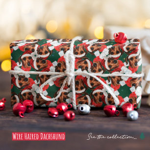 Papier Cadeau Drôle de Motif de Noël de Teckel à Poil Dur