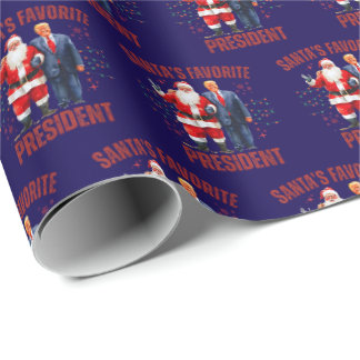 Papier Cadeau Drôle de Trump Santa Président préféré de Noël