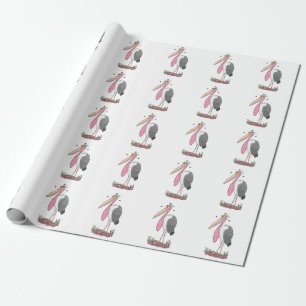 Papier Cadeau Drôle dessin animé de cigogne en marabou